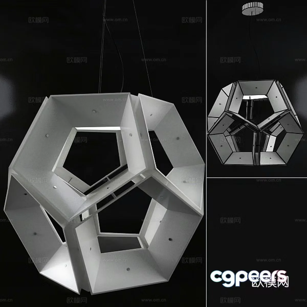 Industrial style chandelier 3d model