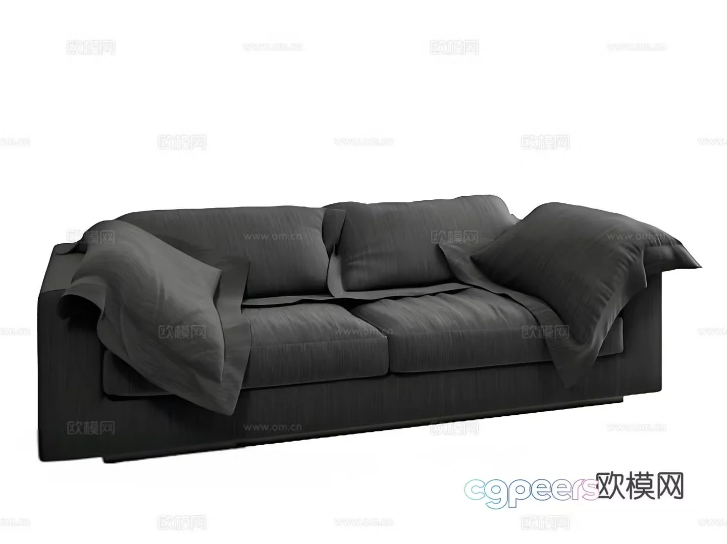 Modern double sofa fabric sofa 3d model