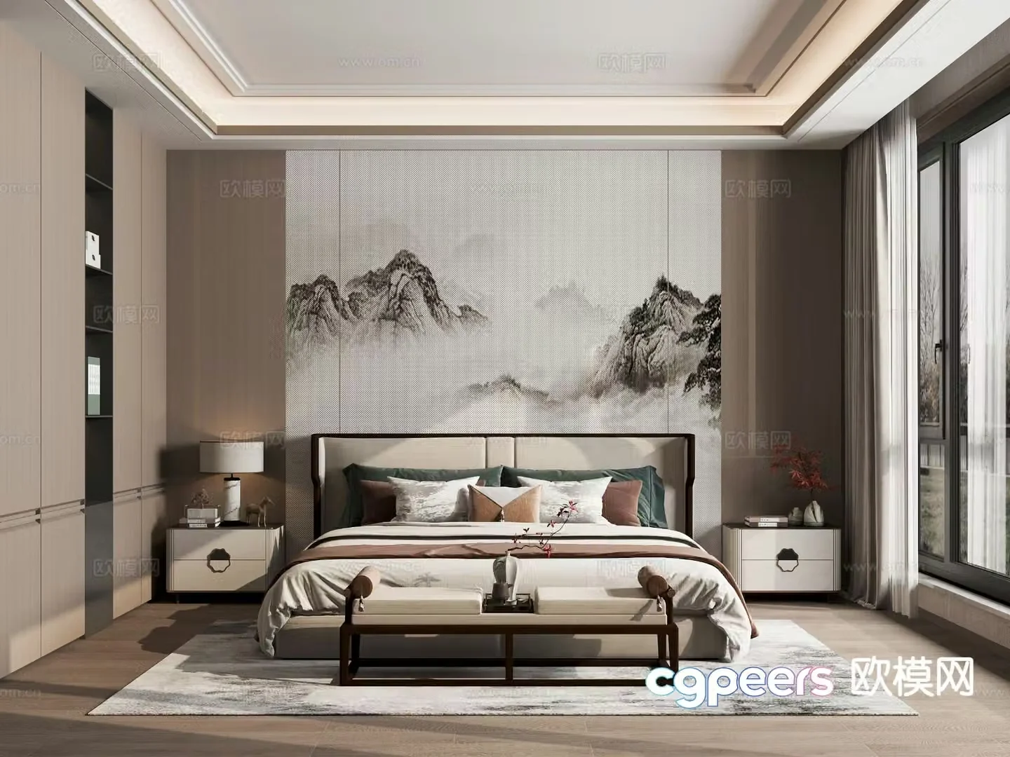 New Chinese style bedroom master bedroom 3d model