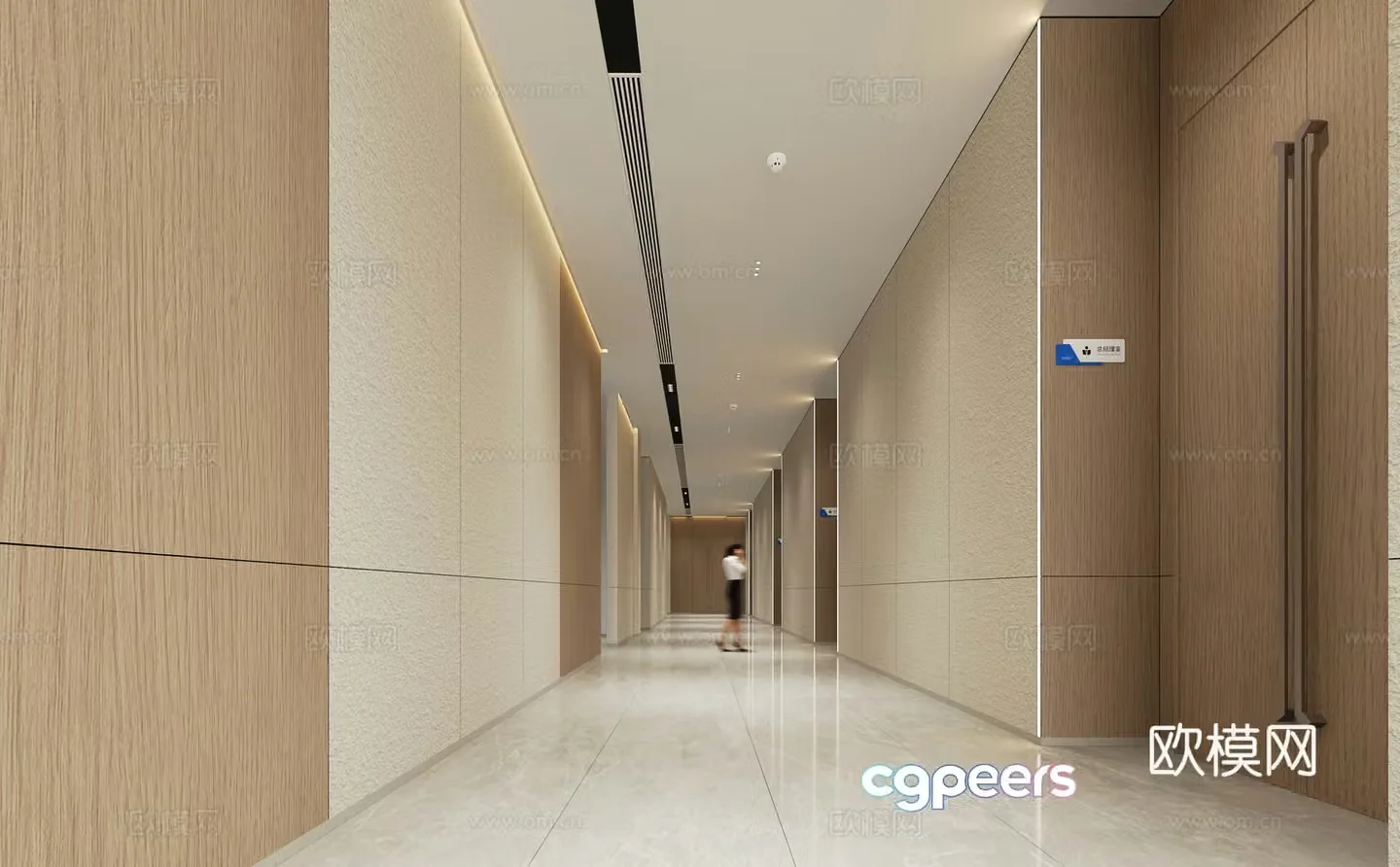 Modern office aisle 3d model