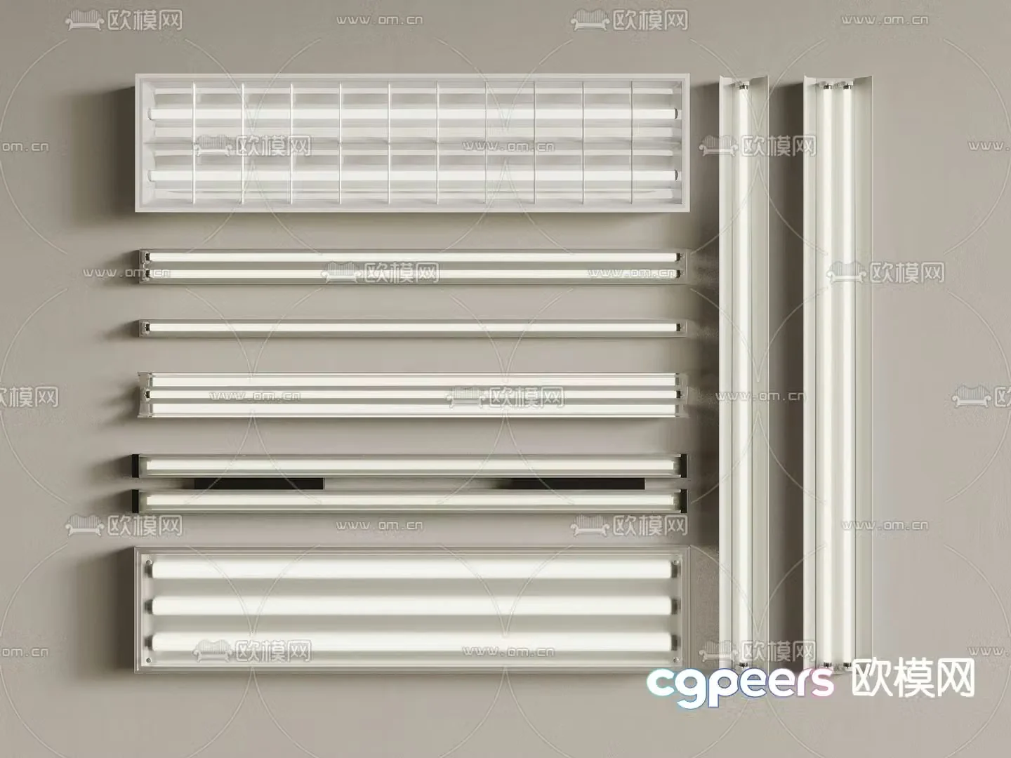 Office lighting lamp tube grille lamp 3d model