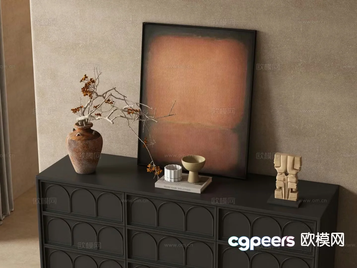 Medieval style decorations ornaments vases paintings 3D model