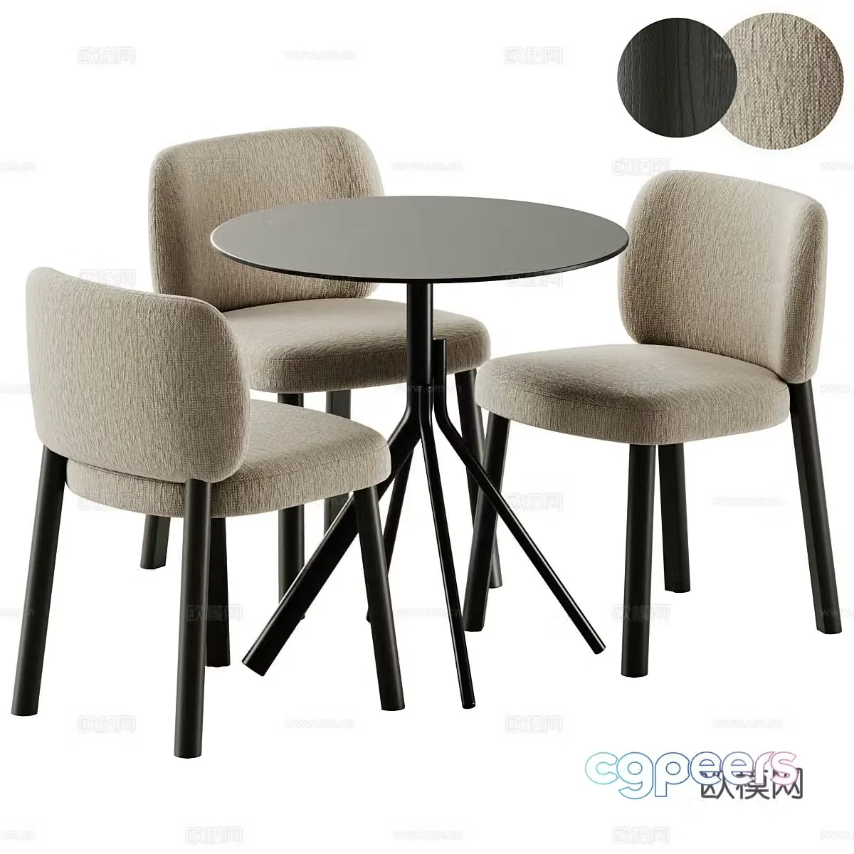 Modern casual table and chair 3d model