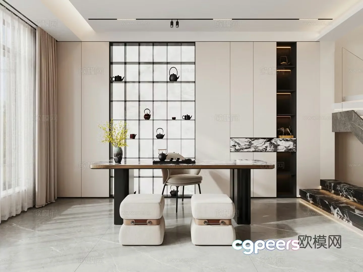 Modern tea room 3d model