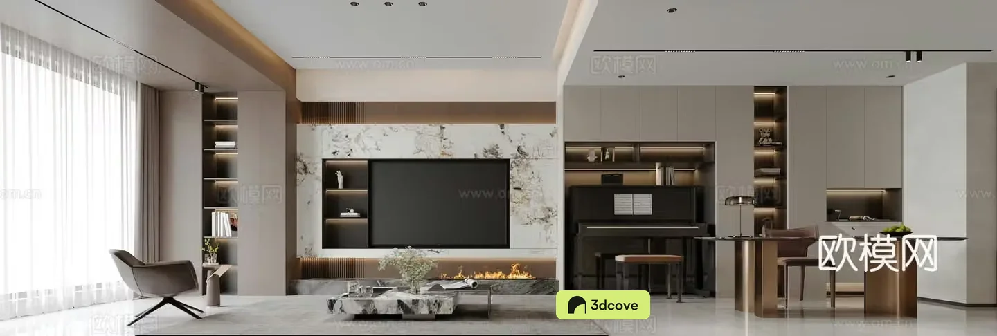 Modern living and dining room