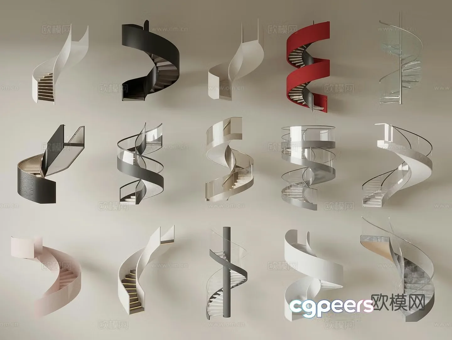 Modern spiral staircase 3d model