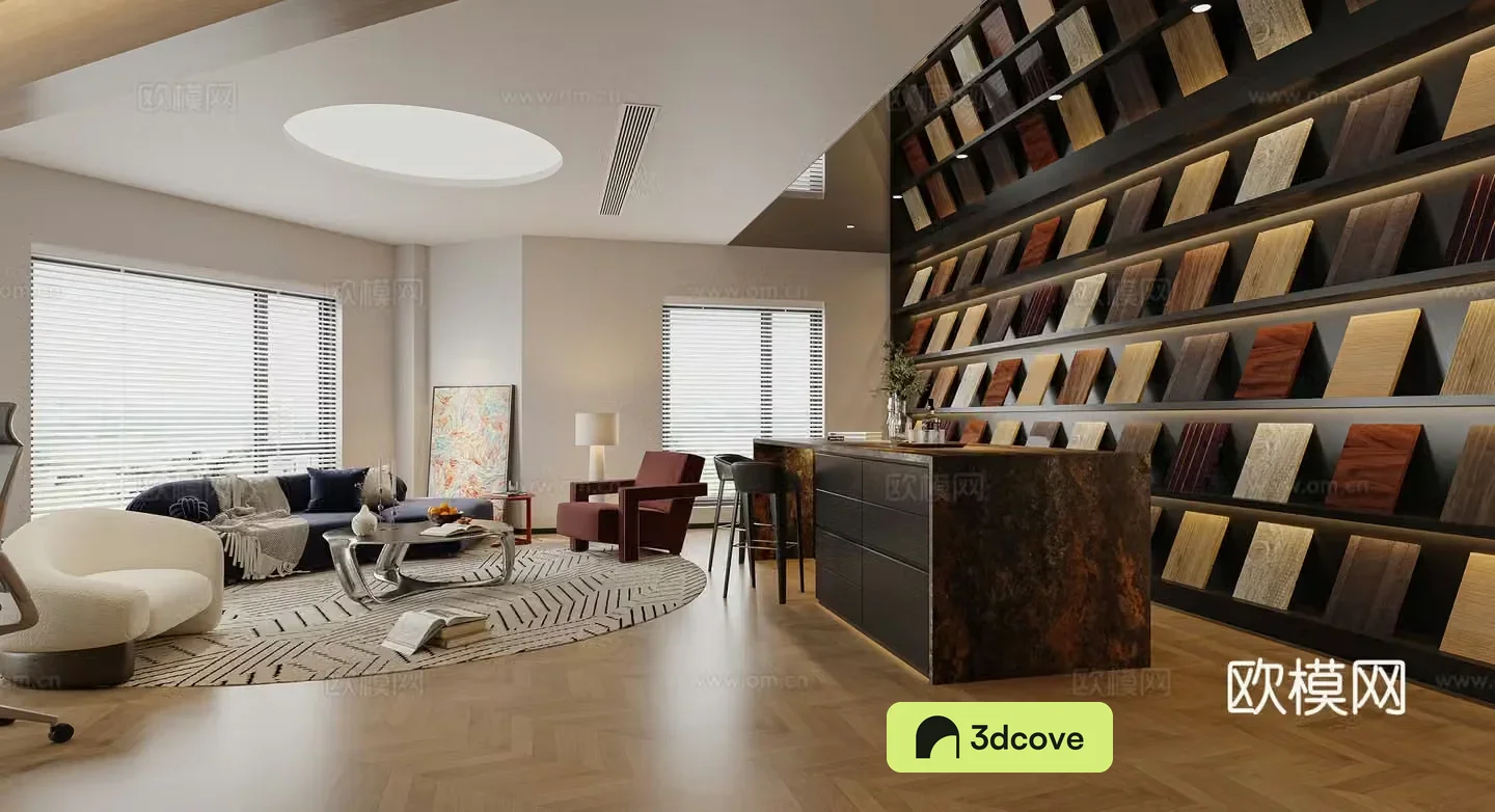 Modern decoration company Board exhibition hall bar island modern living room living dining room