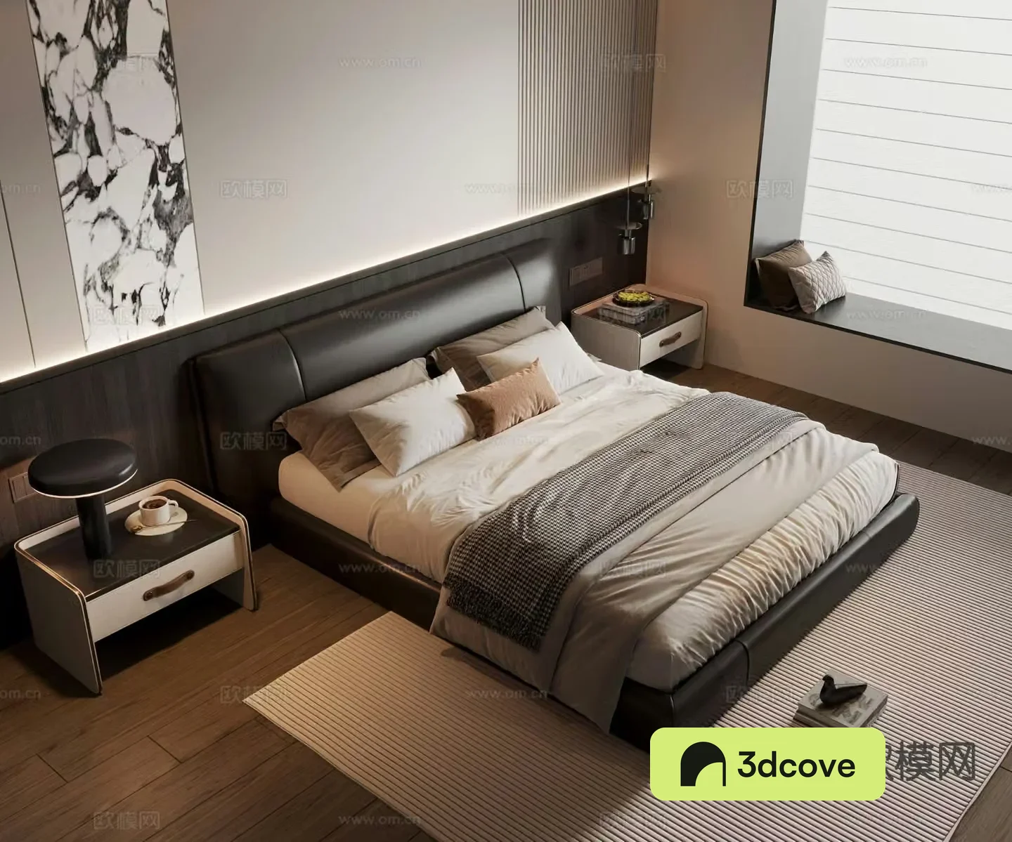 Modern double bed 3d model