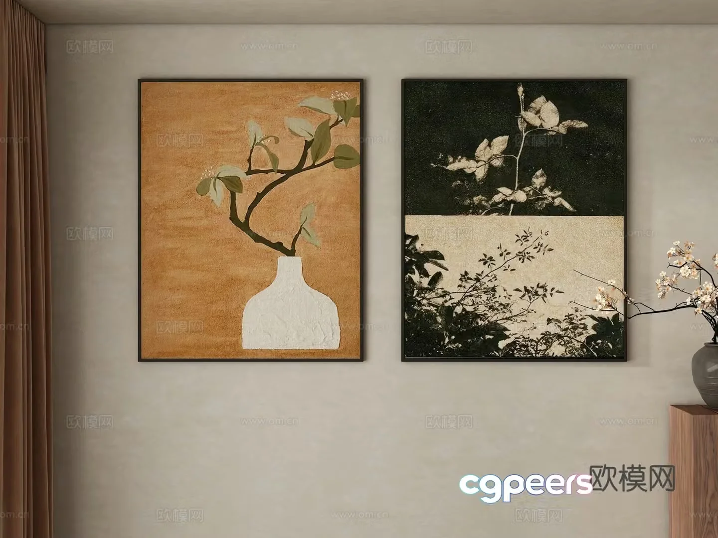 New Chinese style hanging paintings decorative paintings 3D model