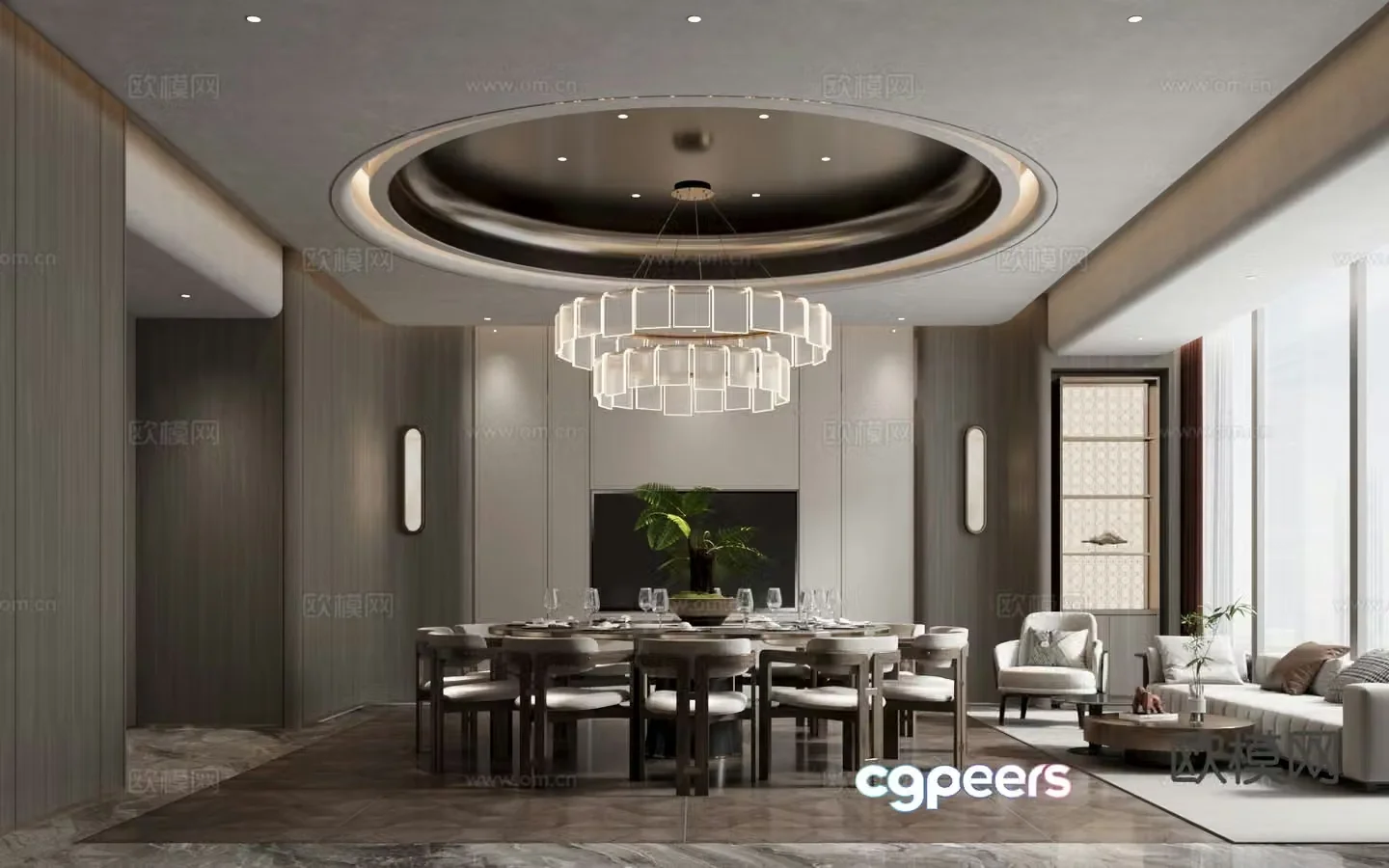 Chinese restaurant private room 3D model