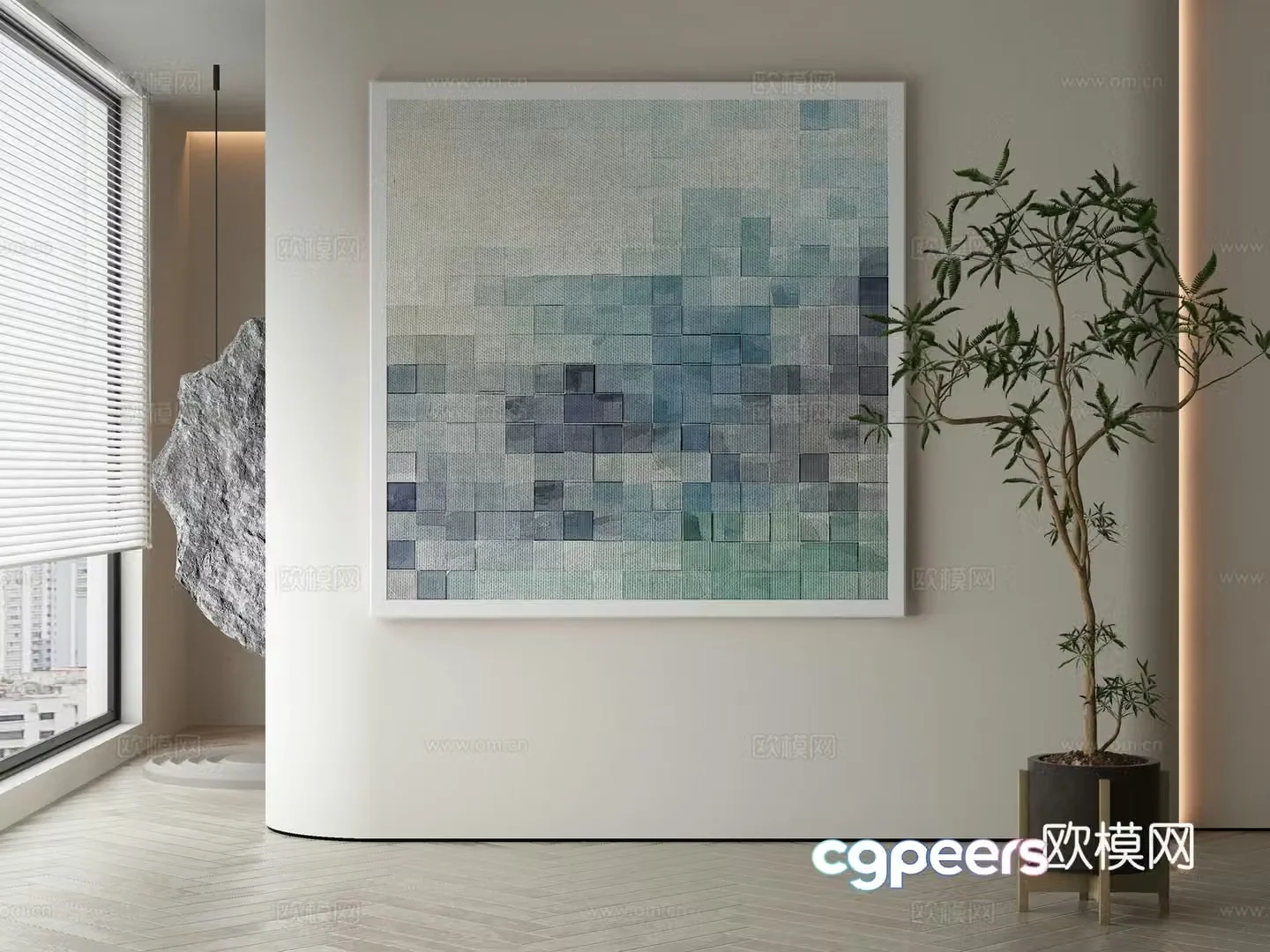 Modern Wasabi abstract hanging painting 3d model