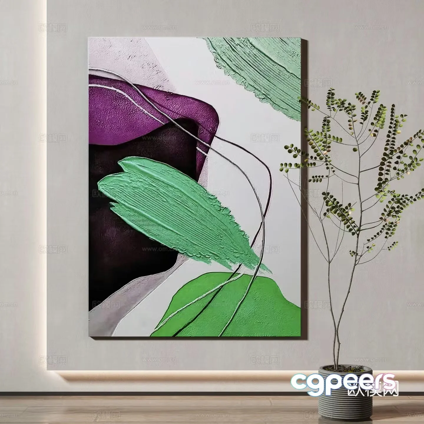Modern texture painting decorative painting 3d model