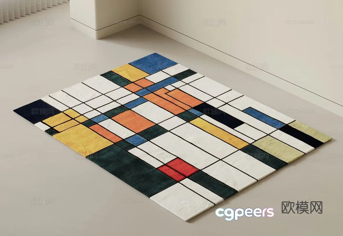Modern Memphis fabric carpet 3d model