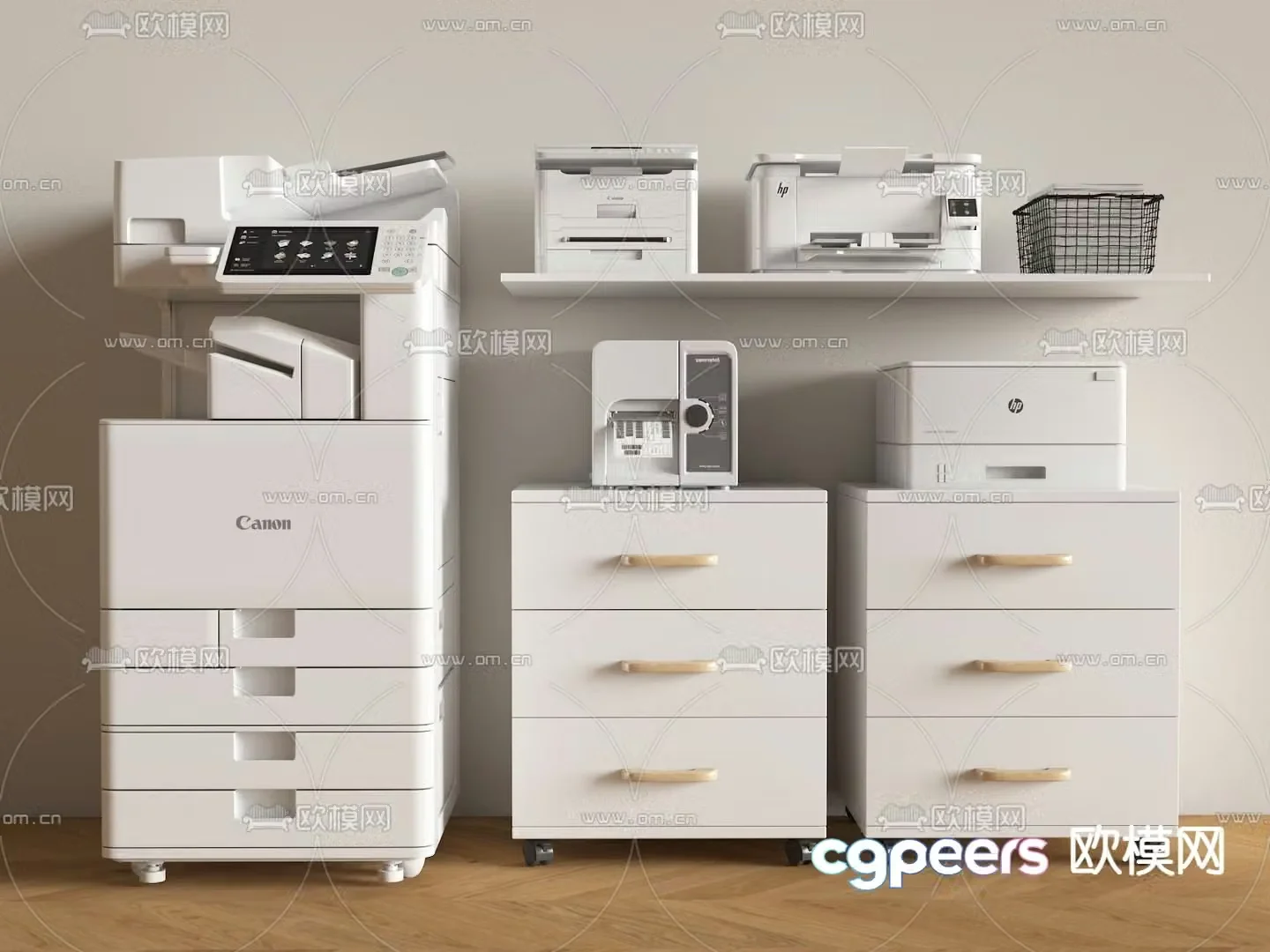 File cabinet copier printer 3d model