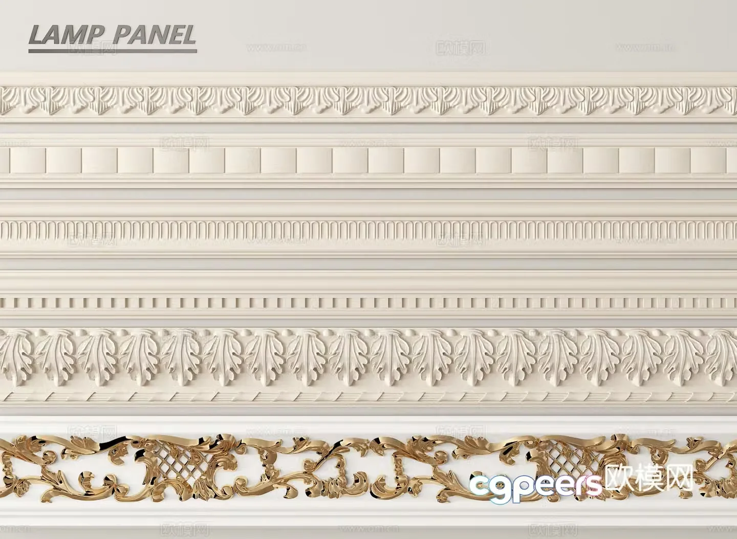 European style decorative lines lamp plate decorative lines relief decoration gypsum lines luxury decorative elements 3D model