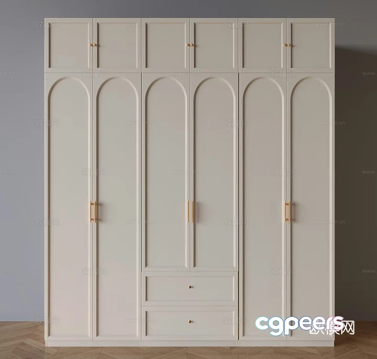 Cream Trench Wardrobe Wardrobe 3d Model