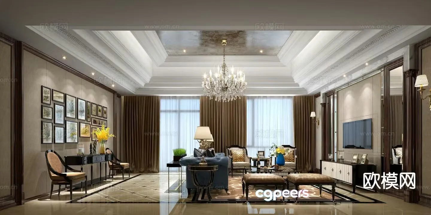 Neoclassical living room 3d model