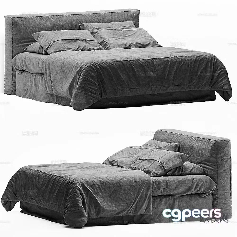 Modern double bed 3d model