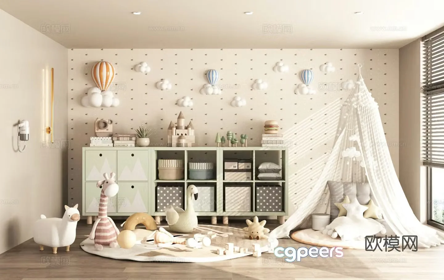 Modern children’s room Children’s entertainment room Children’s toy room Toy storage cabinet 3D model