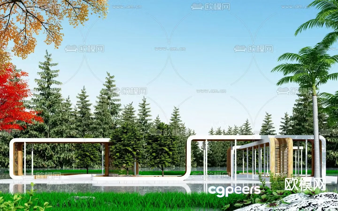 Modern gallery landscape 3D model