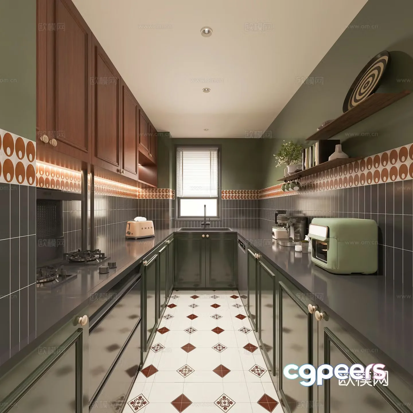 Middle style kitchen 3d model