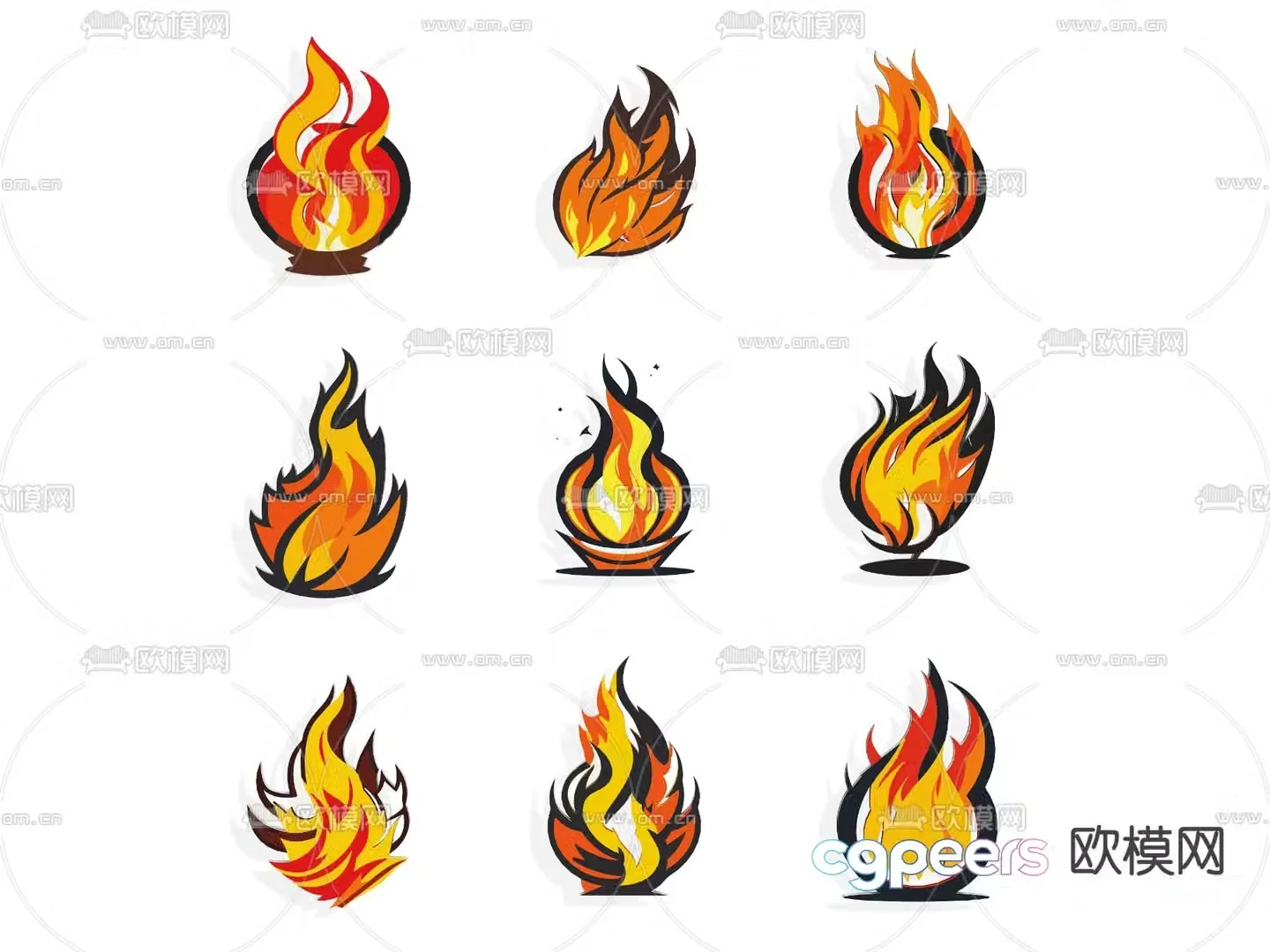 Fire pattern graphics flame icon flame logo wall stickers wall decoration 3d model