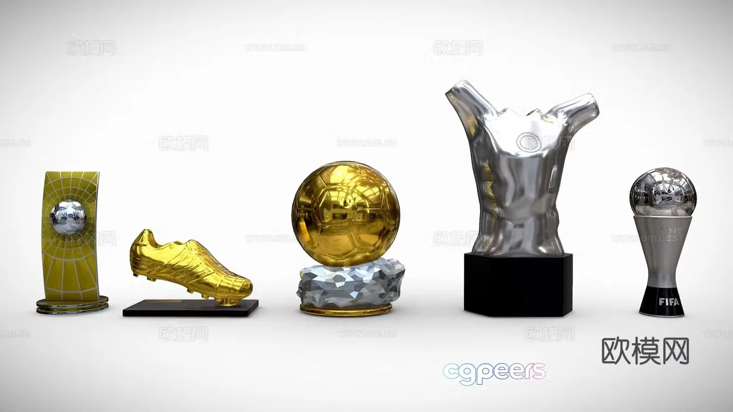 Modern trophy medals trophy medals soccer cup trophy combination 3d model