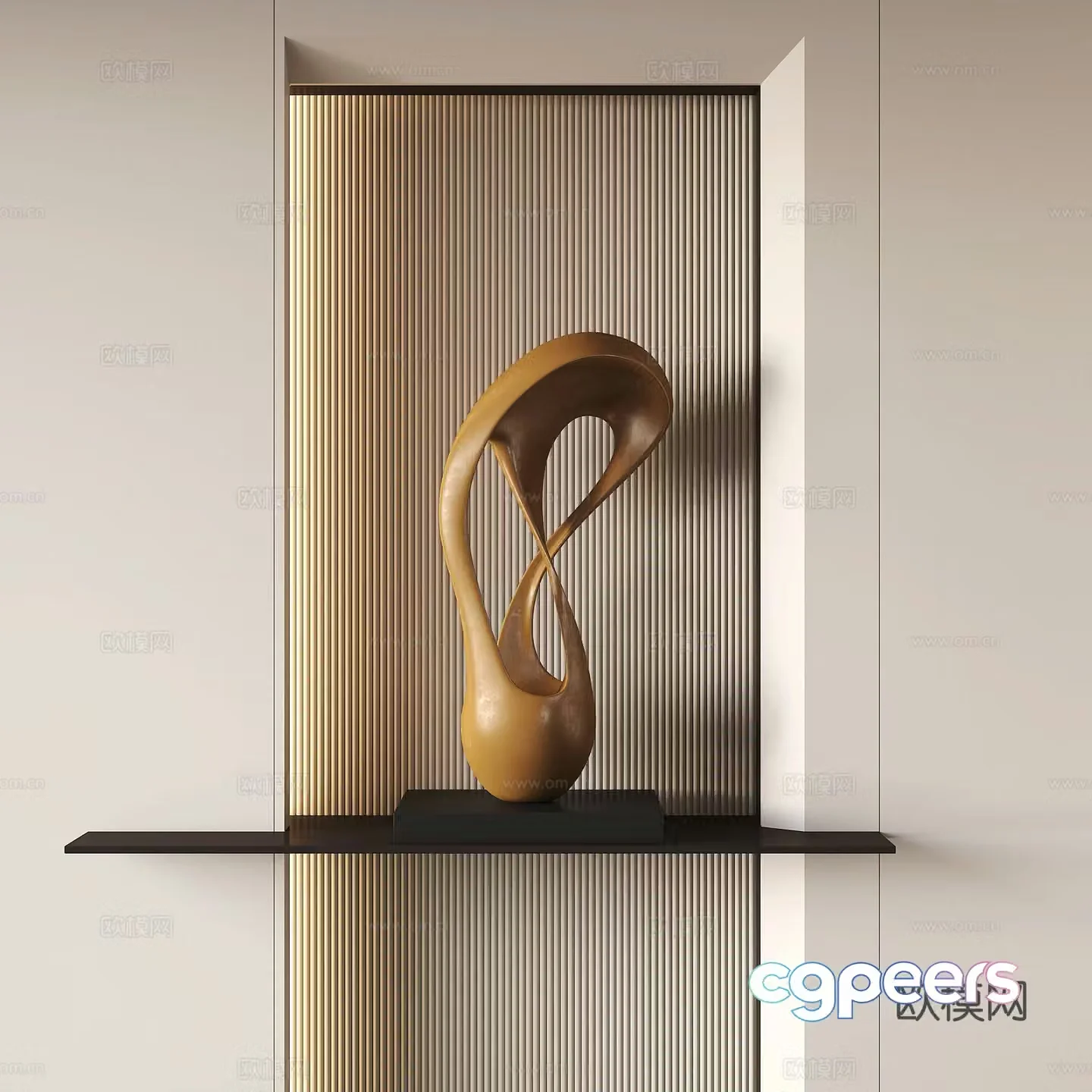 Modern abstract metal art installation 3d model