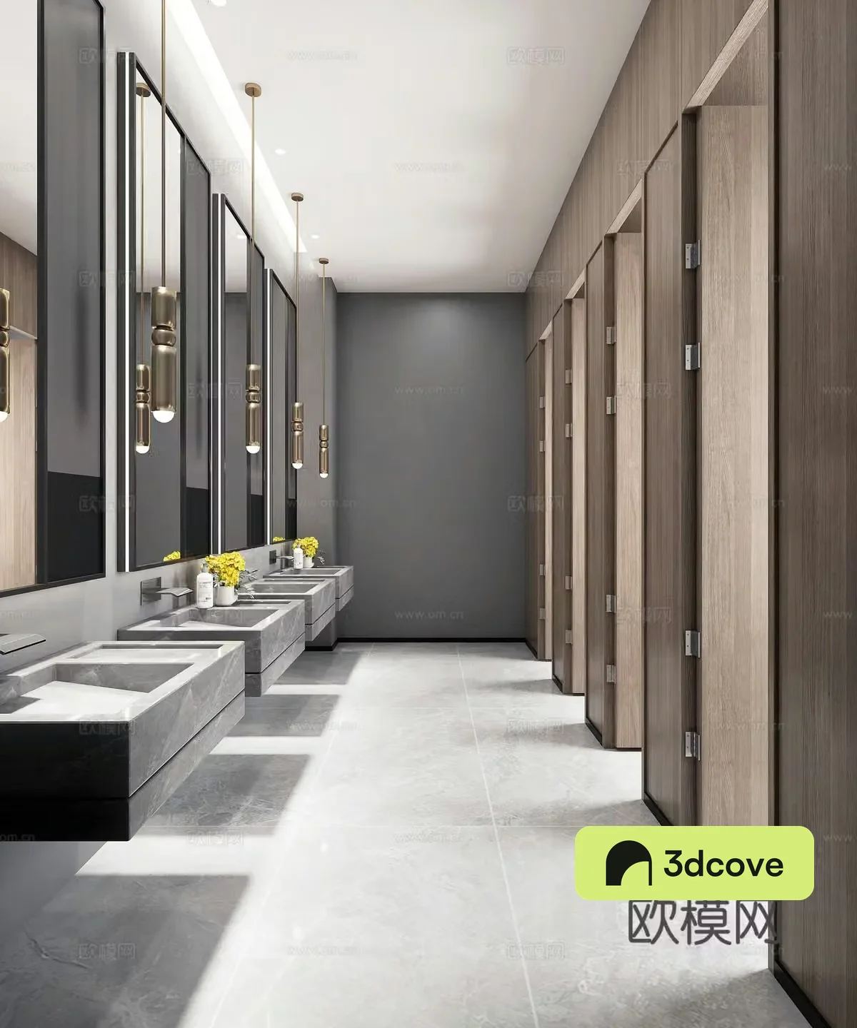 Modern light luxury public bathroom