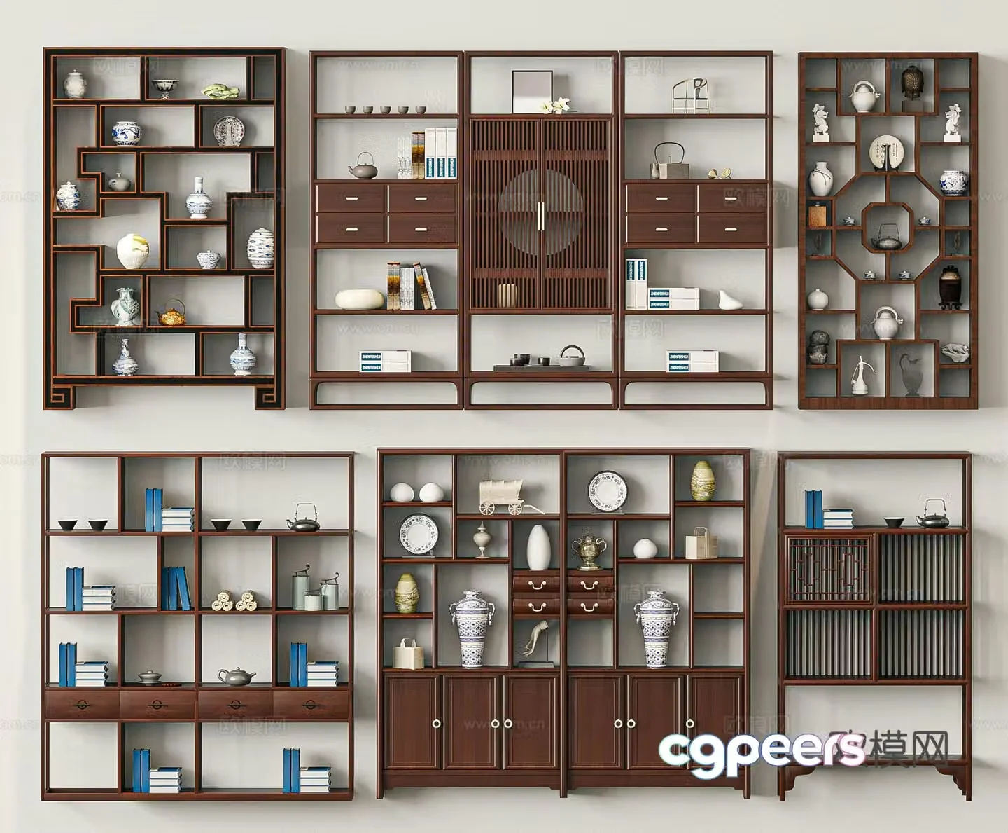 New Chinese style 3D model of Bo Gu shelf