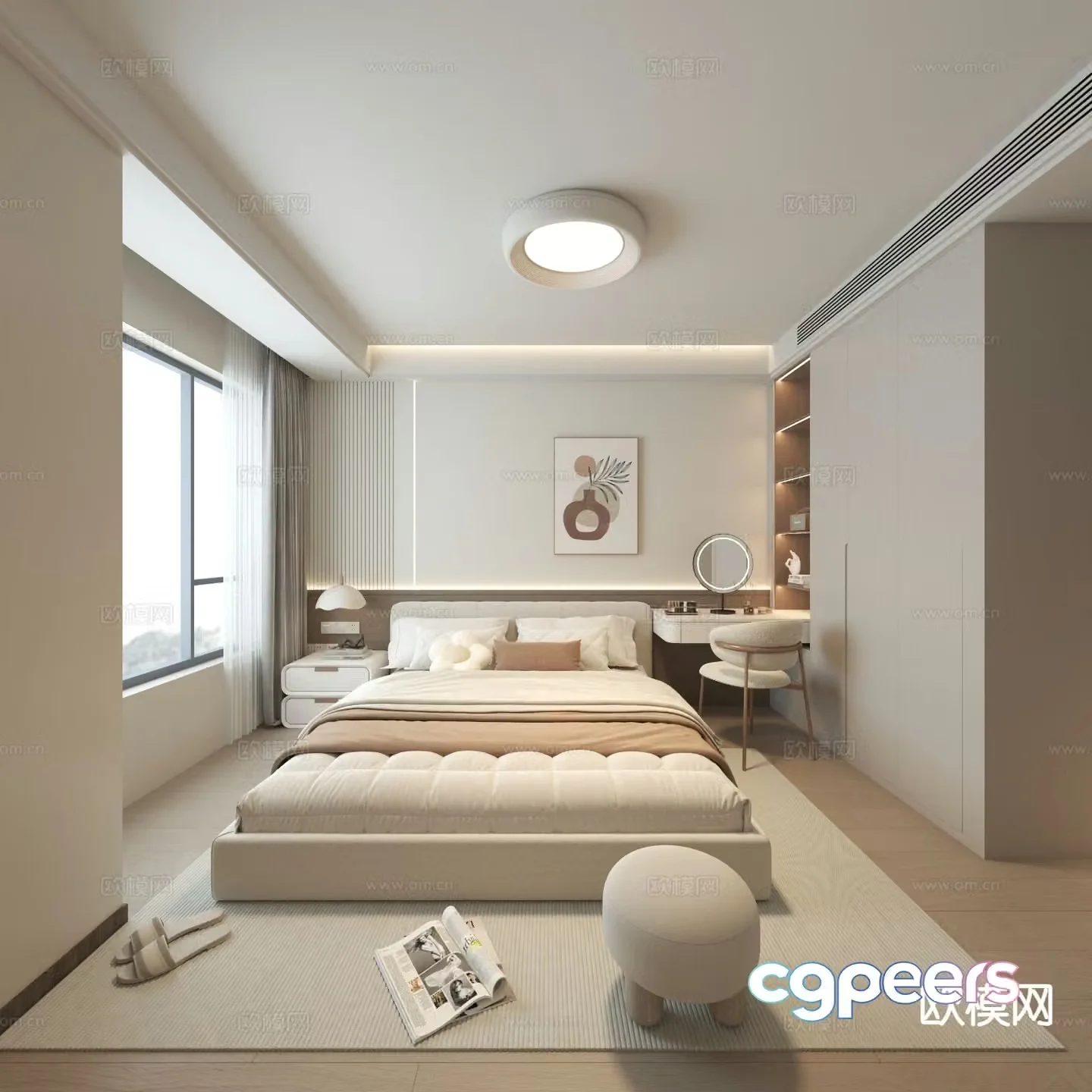 Cream style bedroom second bedroom 3D model