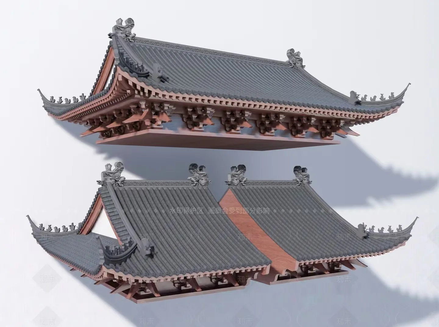 A Traditional Chinese Roof 3D Model – 21820 – VRAY Render