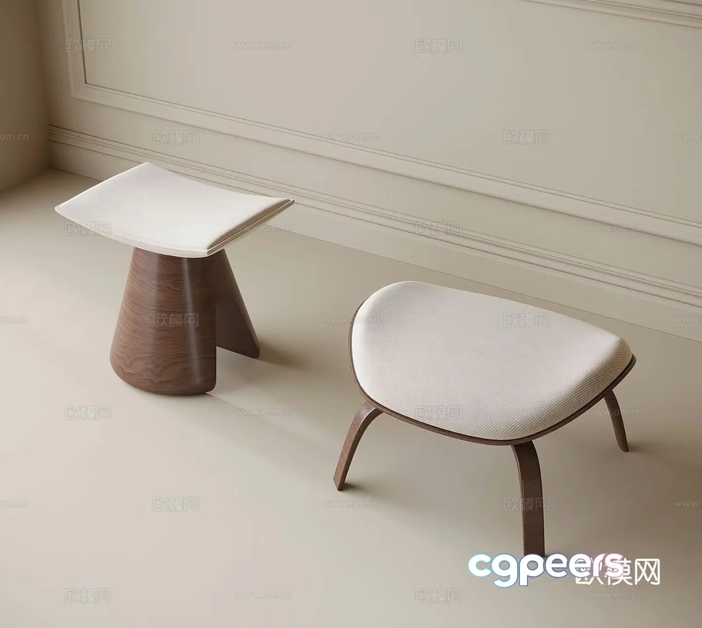 Stool low stool sofa stool shoe changing stool 3d model
