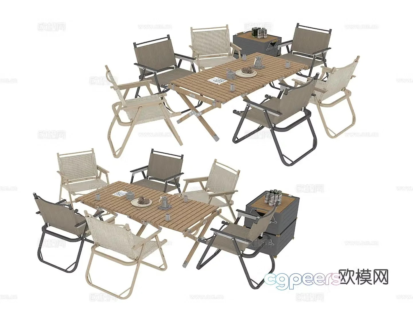 Outdoor tables and chairs camping tables and chairs 3d model