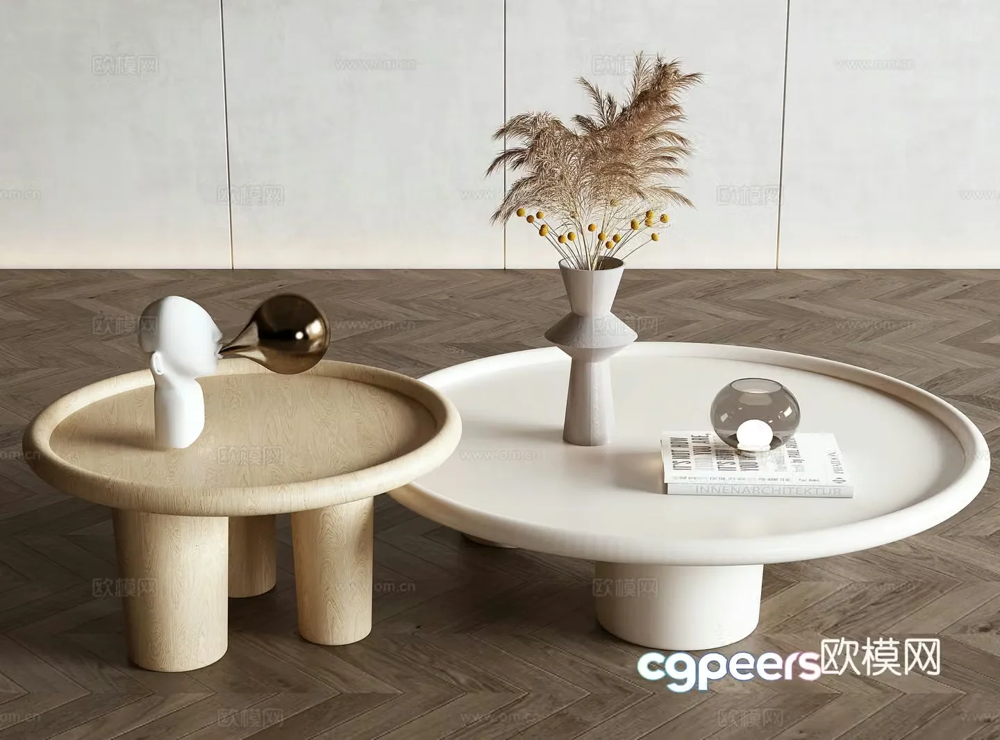 Creamy style coffee table 3d model
