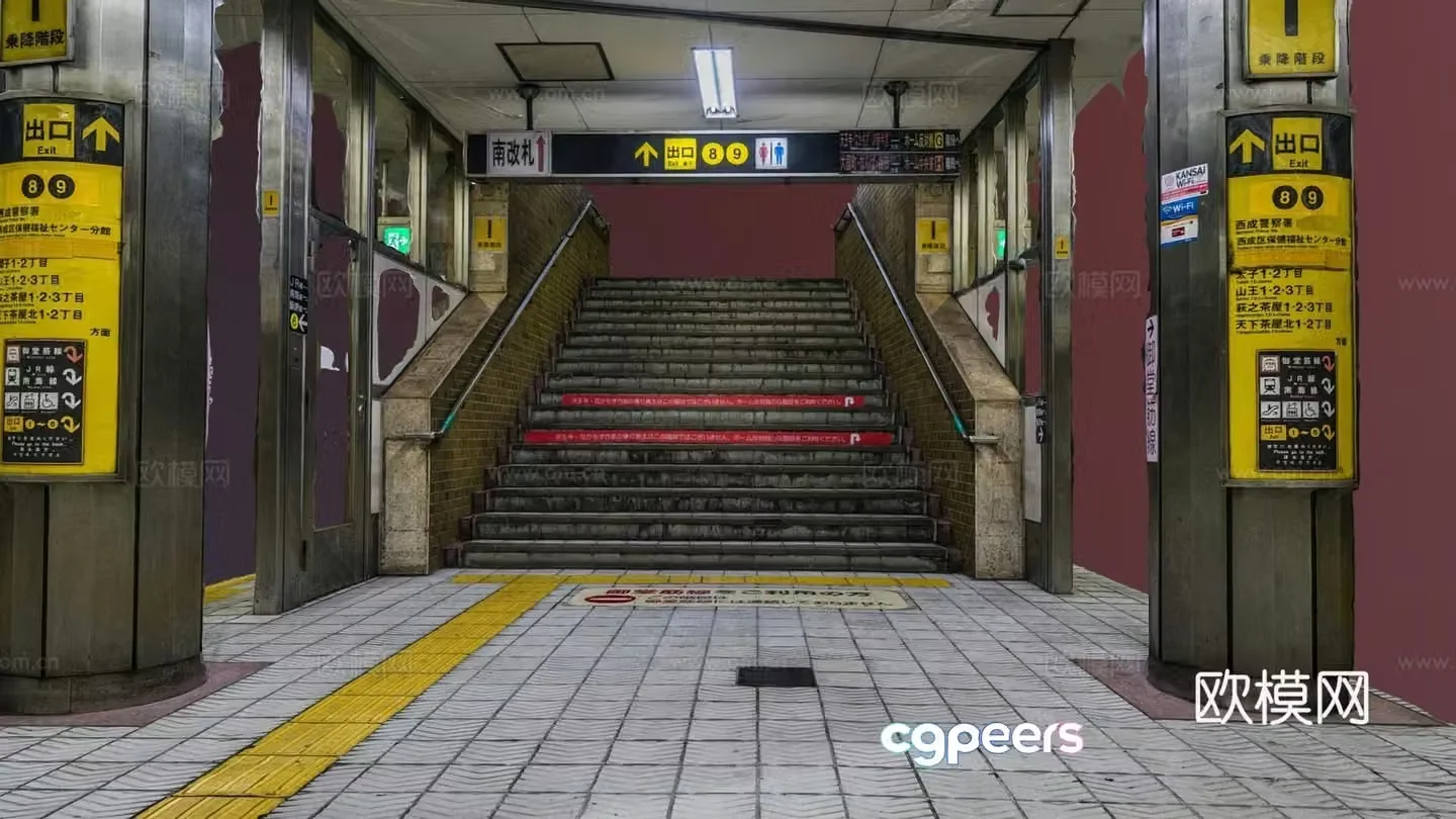 Osaka subway station stairs 3d model