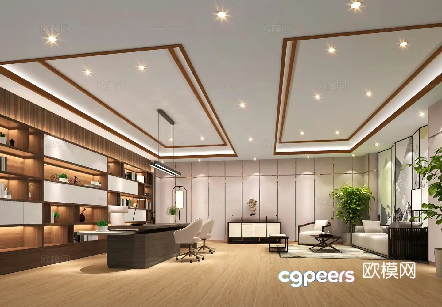 New Chinese style chairman’s office general manager’s office 3D model