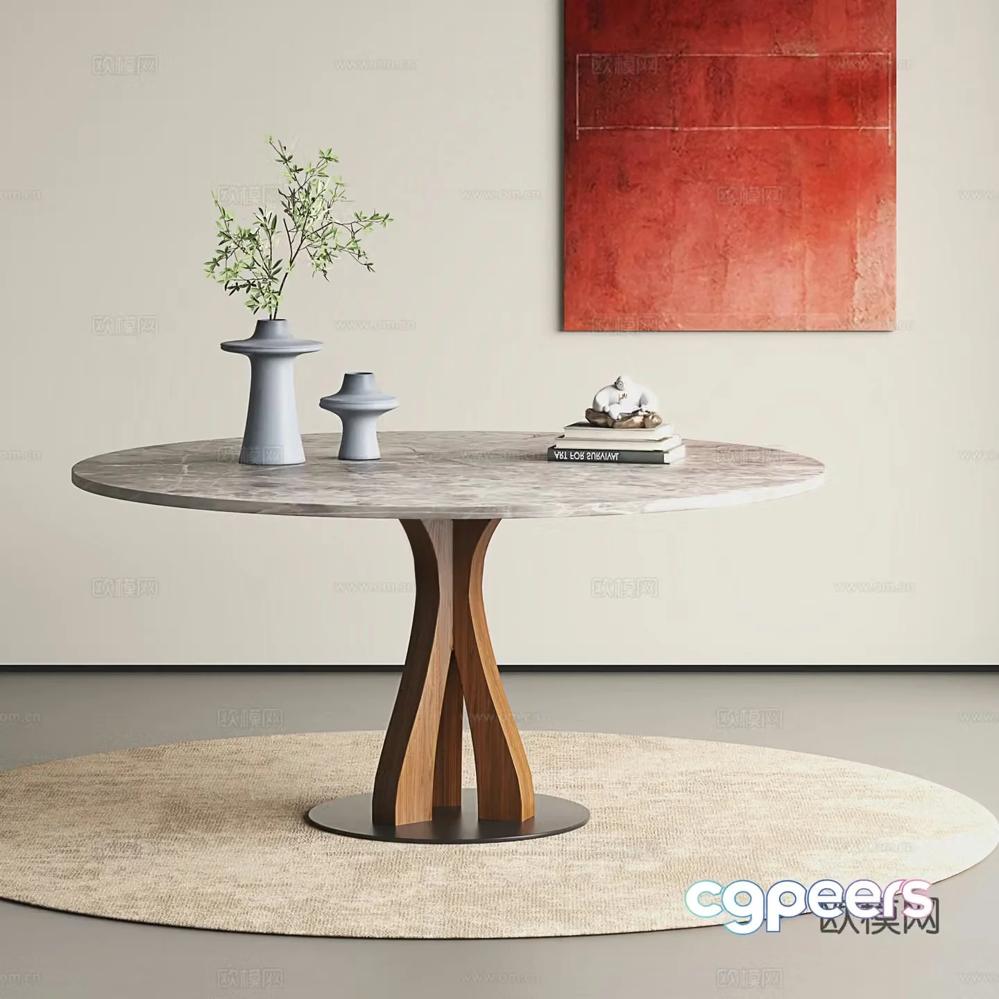 Retro style dining table medieval style dining table Wasabi style dining table 3D model
