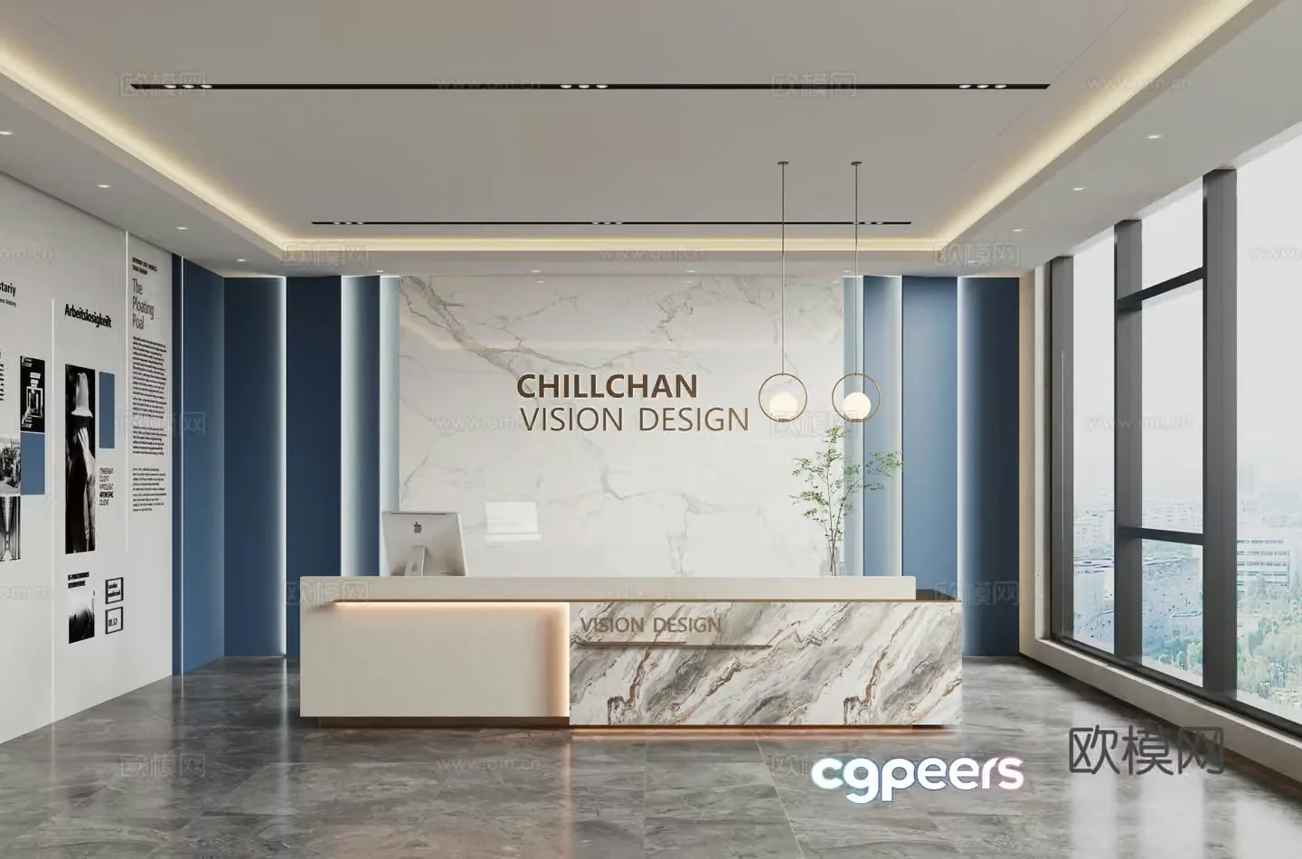Modern company front desk 3D model