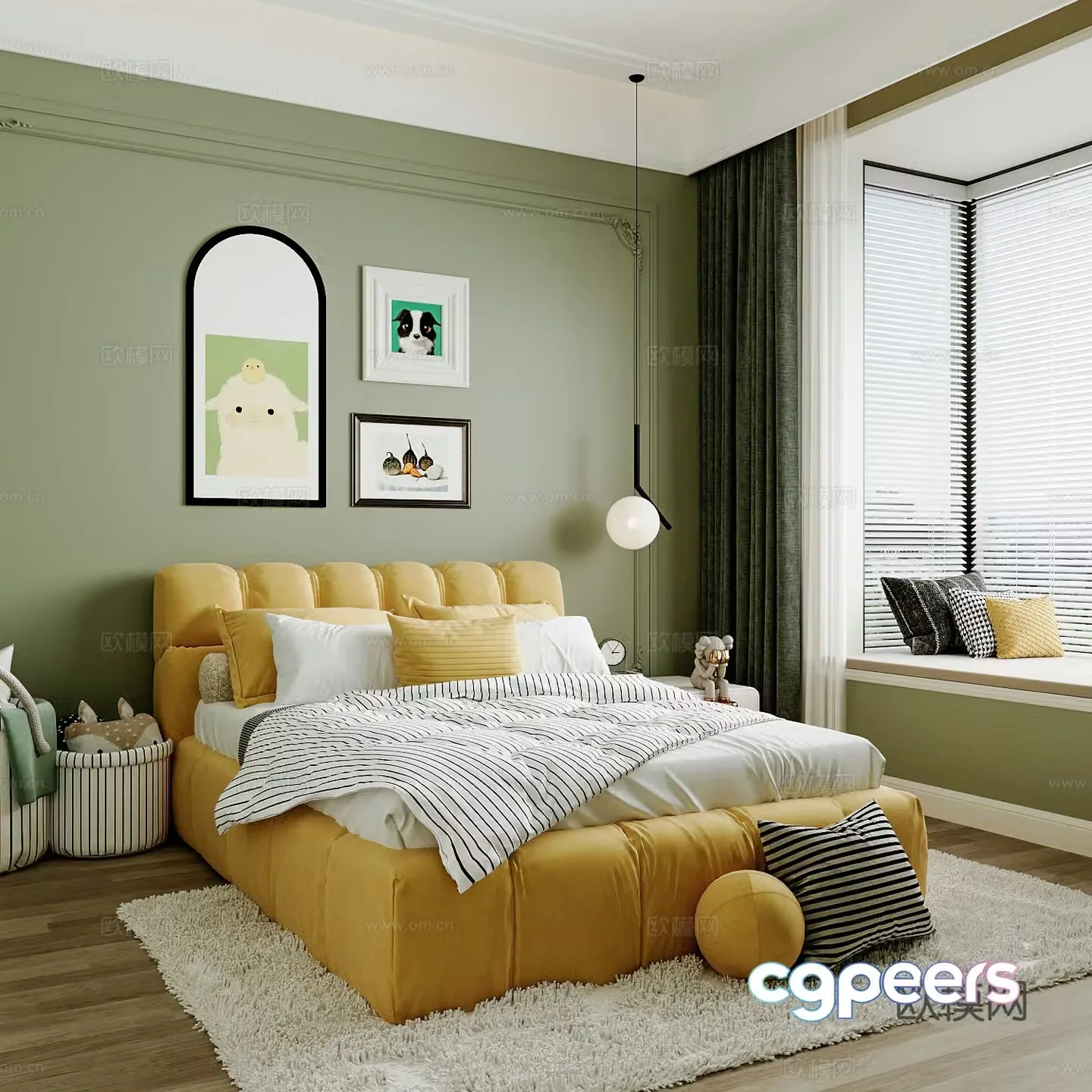 Modern children’s room boy’s room girl’s room children’s bed children’s wardrobe children’s desk 3d model