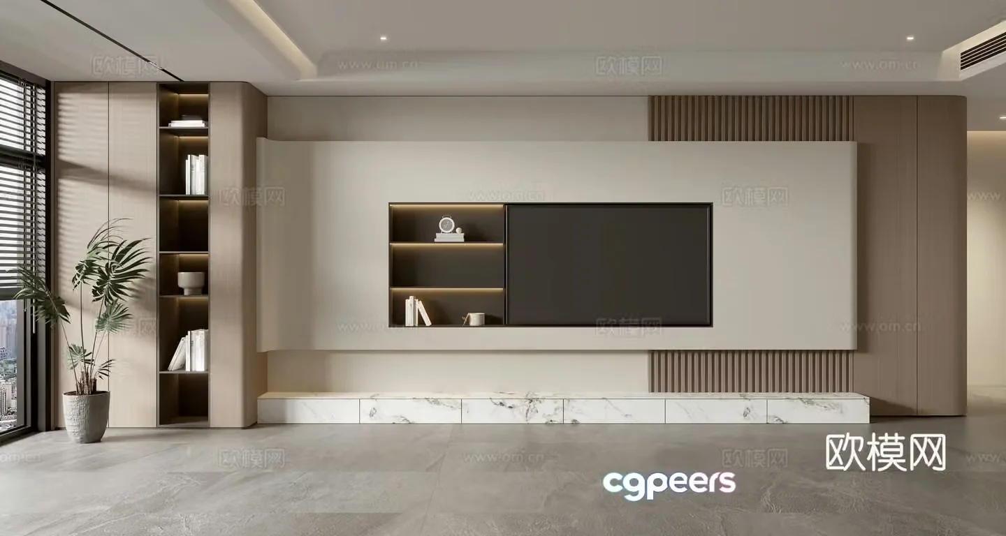 Modern TV background wall 3d model