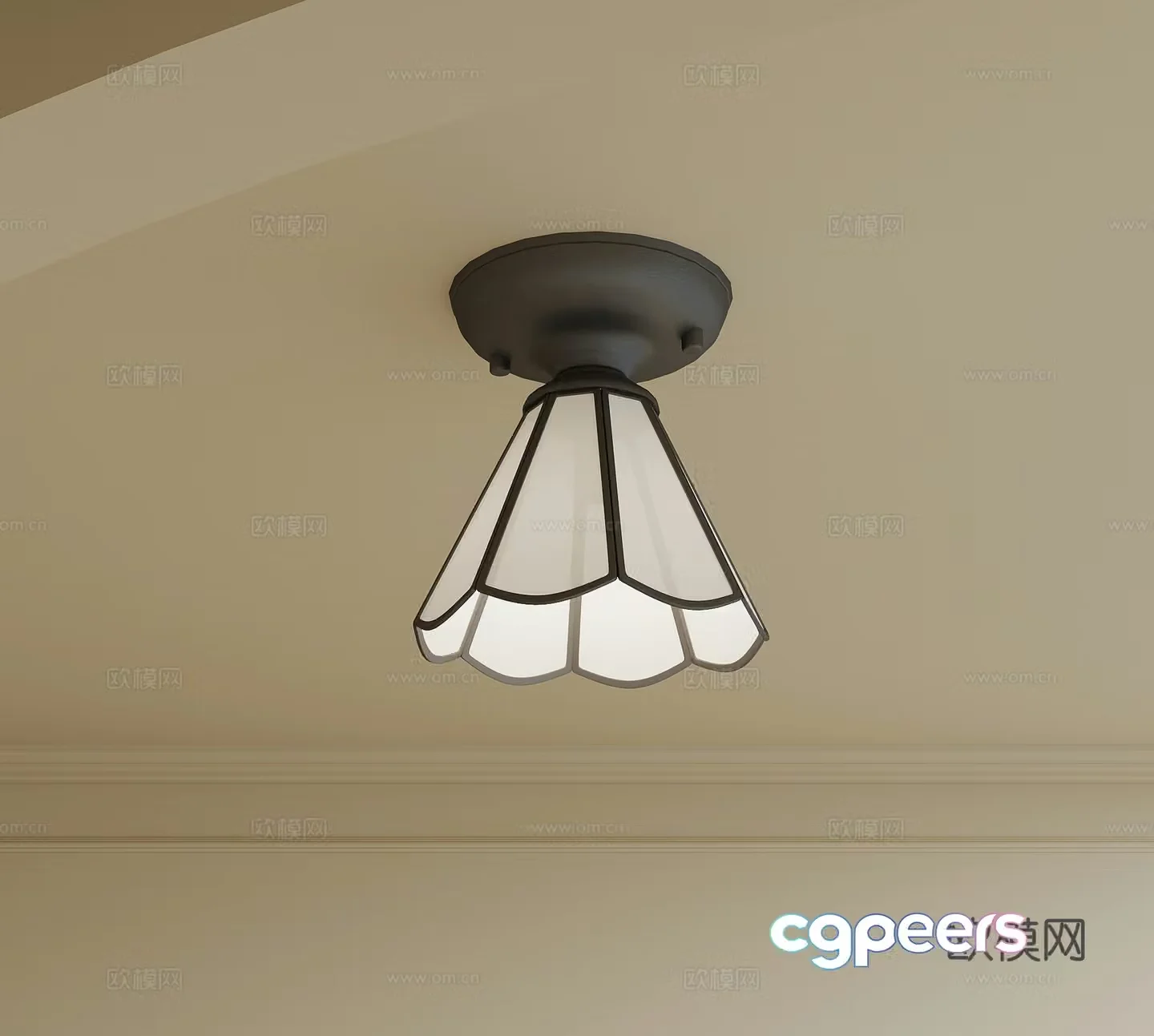 French retro ceiling light 3d model