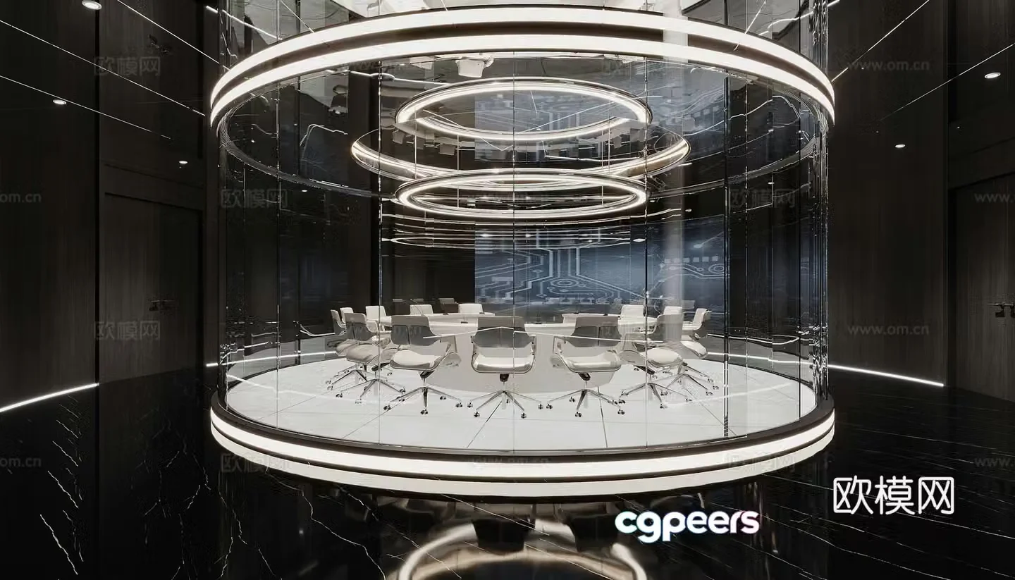 Modern conference room conference table office area 3d model