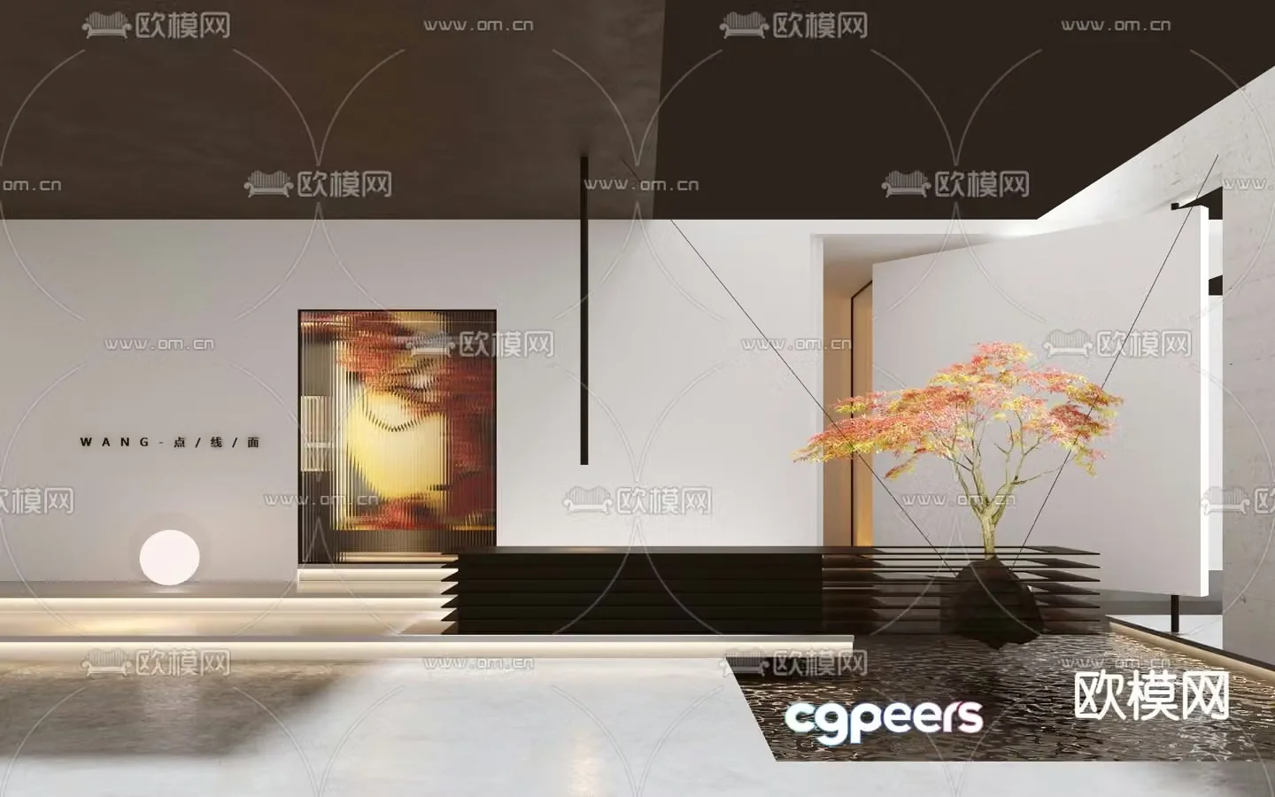 Interior landscaping lobby installation 3D model