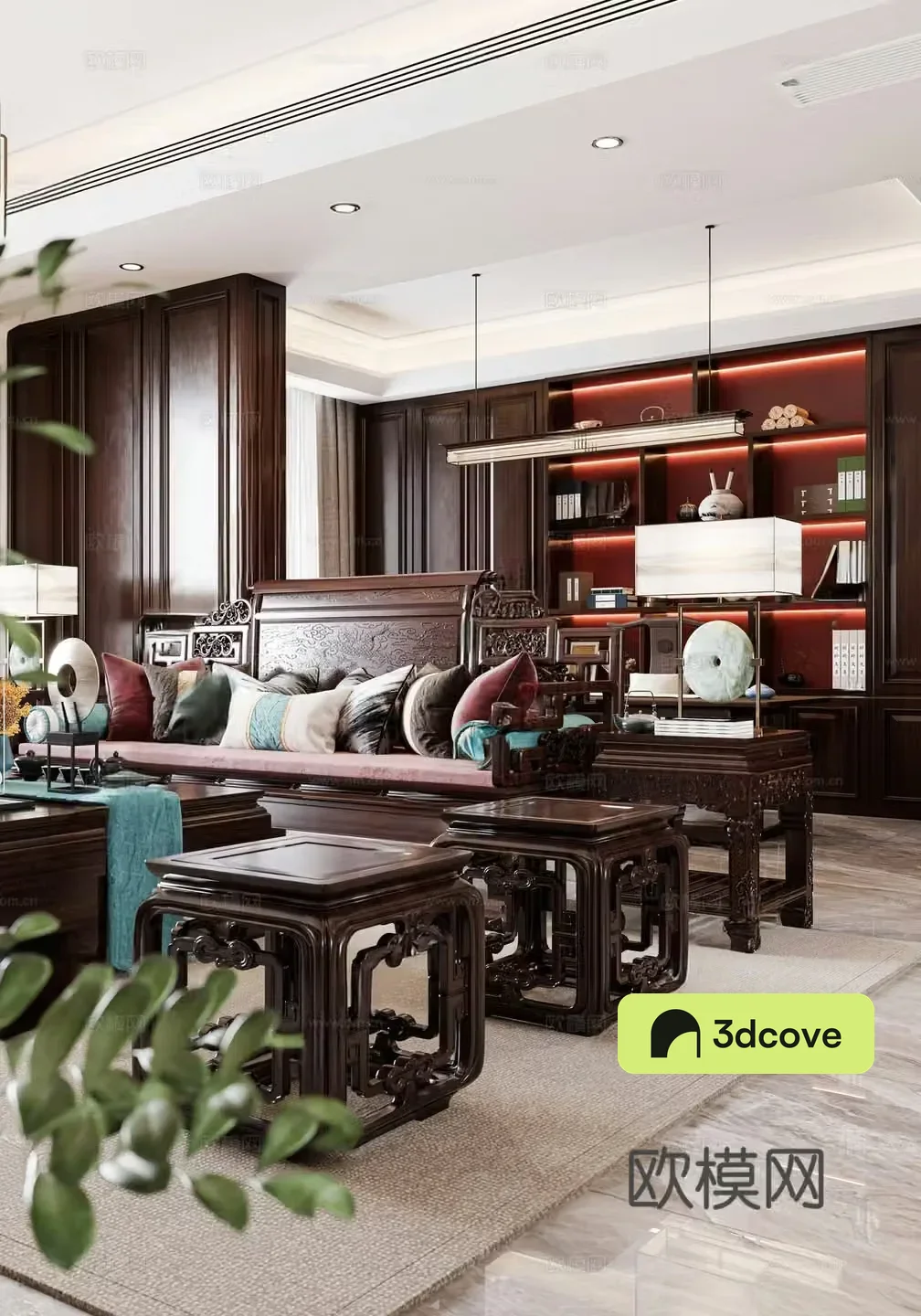 New Chinese style multi-person sofa living room