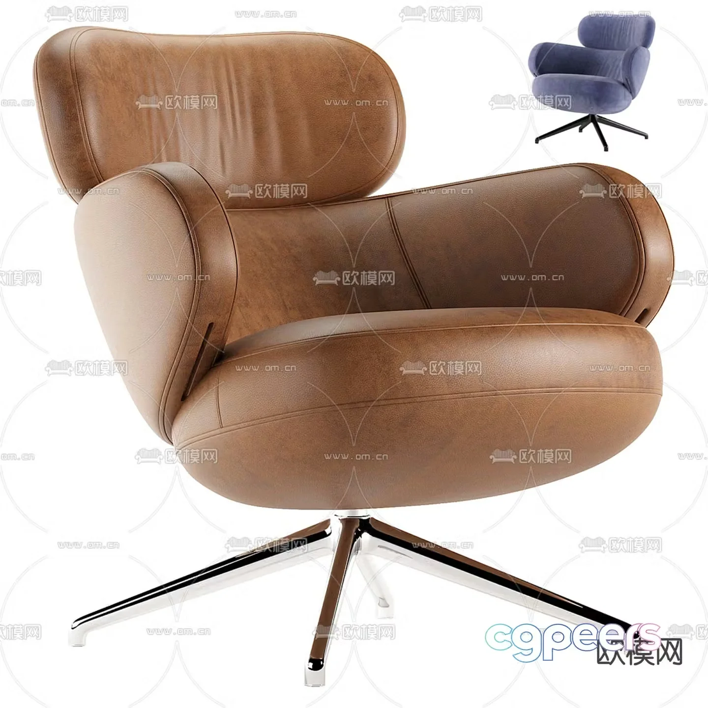 Forte Lounge Chair Leather Chair 3d model