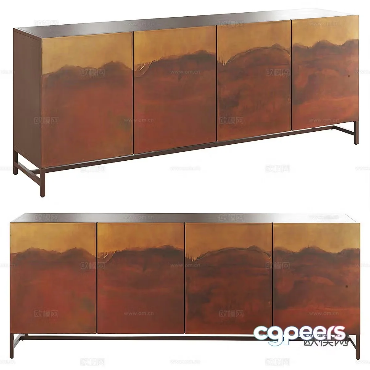 New Chinese style light luxury TV cabinet side cabinet 3D model