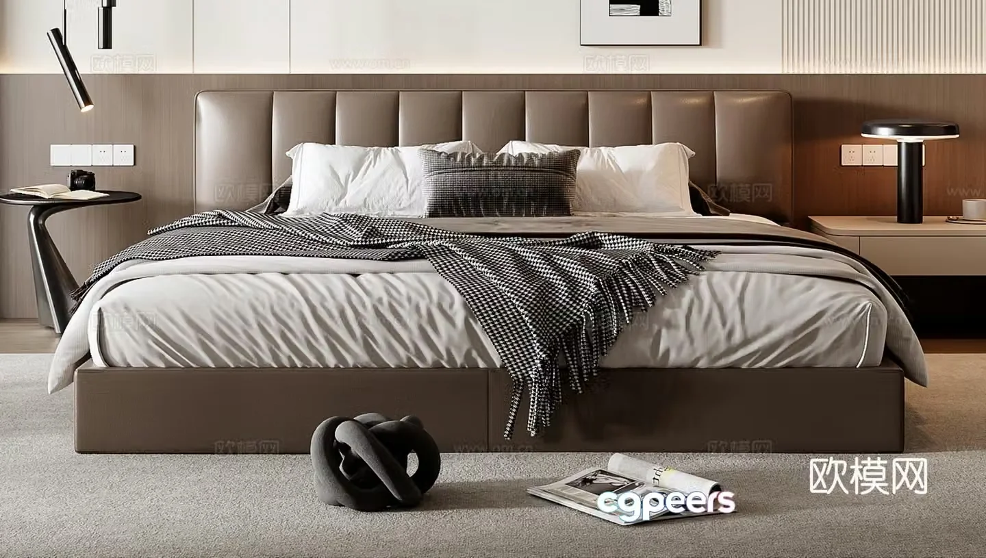 Italian double bed 3d model