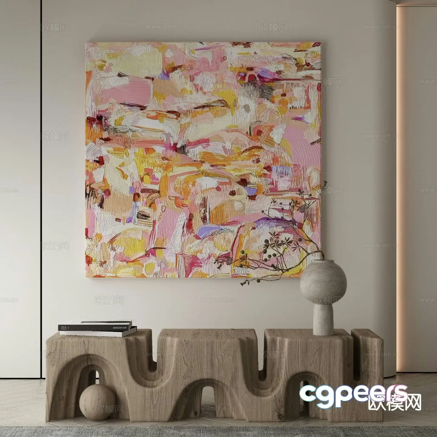 Wabi-sabi art painting texture painting decorative painting 3d model