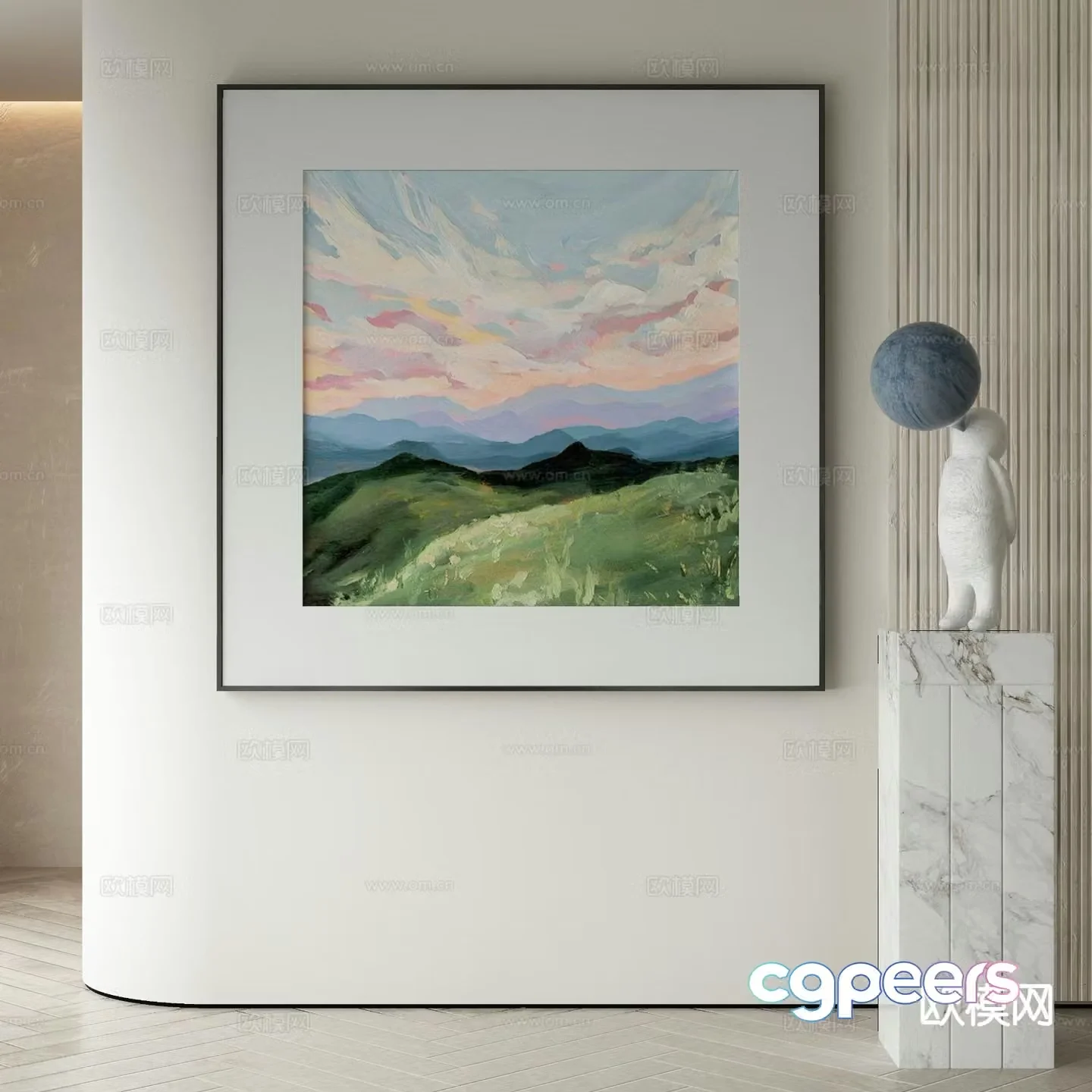 Decorative painting oil painting landscape hanging painting 3d model